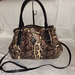 🔥SALE Simply Vera Wang Stylish Brown Cream Snake Print Handbag